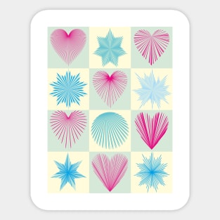 Pattern with hearts and stars Sticker